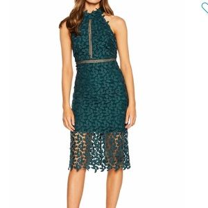 Bardot Gemma Teal Lace Halter Sheath Dress